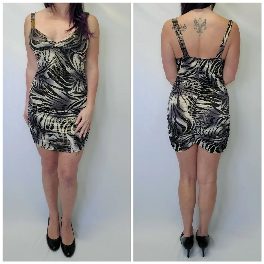 Joshua Vintage Y2K Silky Ruched Back & Sides Bodycon Sleeveless Dress - Picture 1 of 5